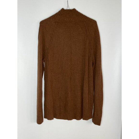 White + Warren 100% Cashmere Mock Neck Knit Ribbed Brown Sweater Long Sleeve L - Picture 8 of 9
